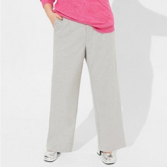 Torrid Studio Wide Leg Brushed Twill High Rise Pant Welt Pockets Grey Plus 14 S - Picture 2 of 13